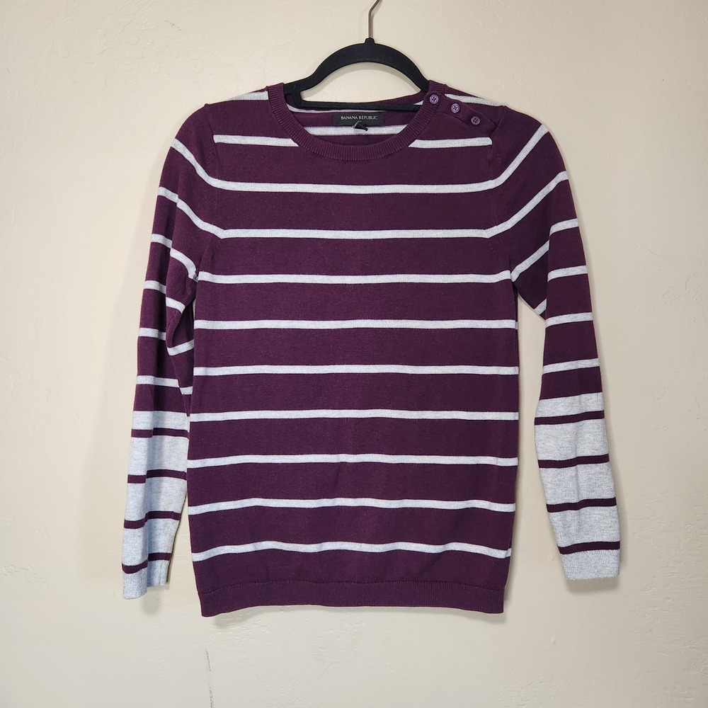 Banana Republic Burgundy Striped Sweater‎ Women's size XS